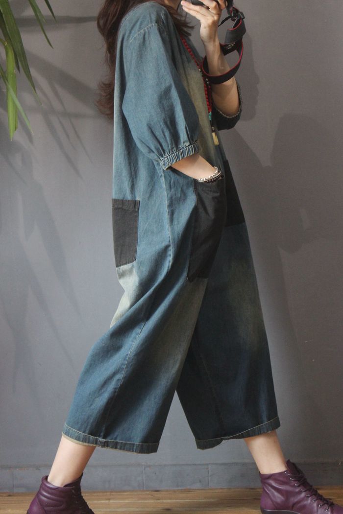 Casual Pocket Denim Jumpsuit