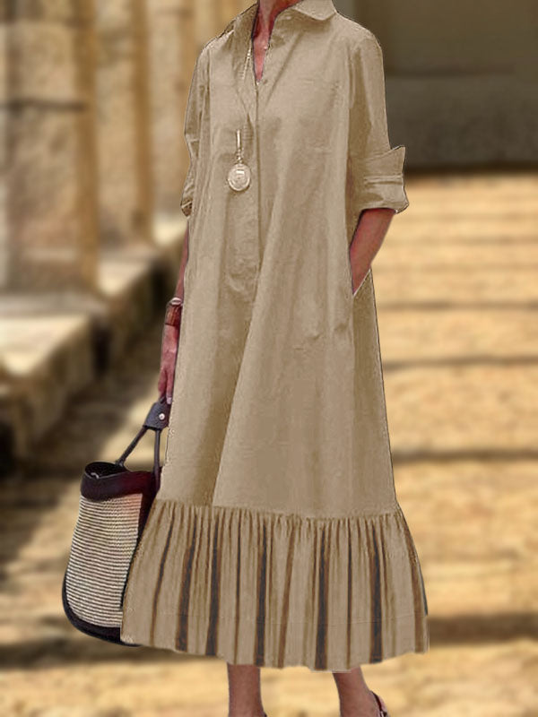 New Long Irregular Button Ladies Dress