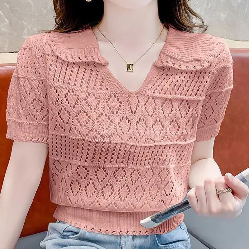 Beautiful Crocheted Hollow Knitted Top