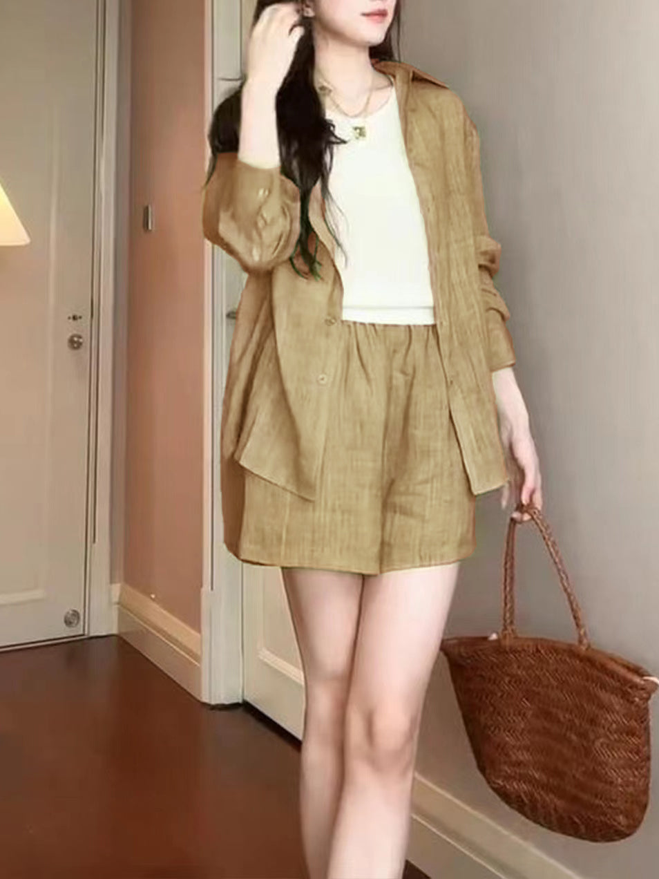 Elegant Solid Color Ladies Two-piece Suit