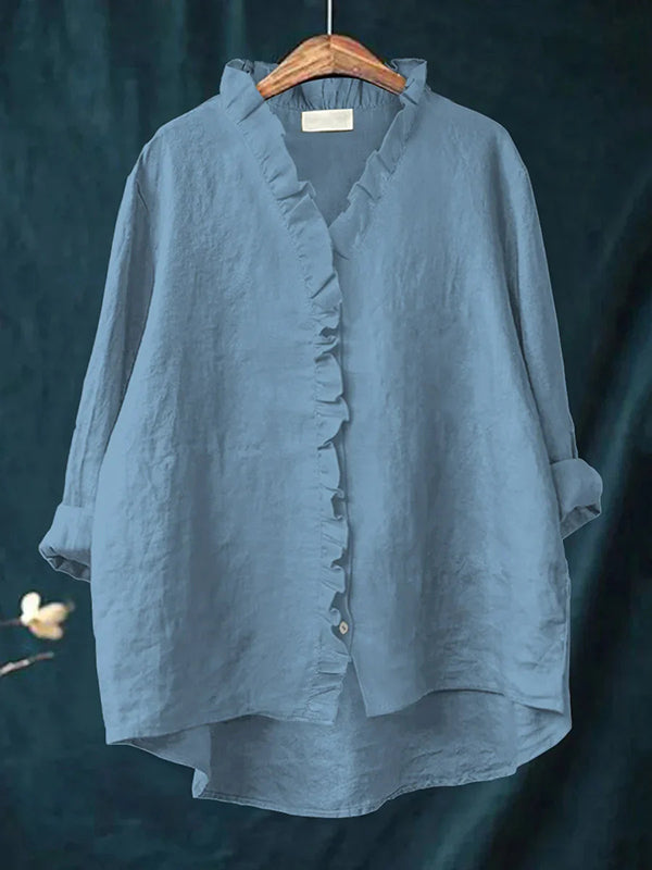 Versatile Simple Lace Button Ladies Top