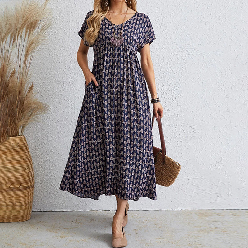 Beautiful Short Sleeve Patterned Women'S Dress