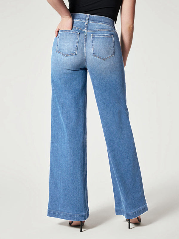 High-Waisted Wide-Leg Front Seam Women'S Jeans