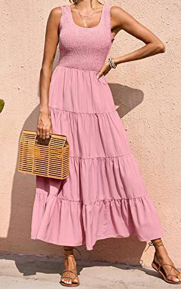 Casual Pleated Sleeveless Dress