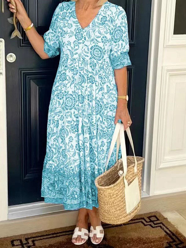 Elegant Commuting Long Floral Women'S Dress