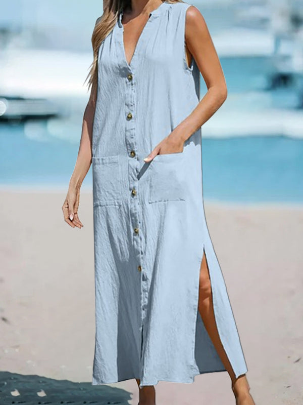 Elegant Single Breasted Ladies Dress