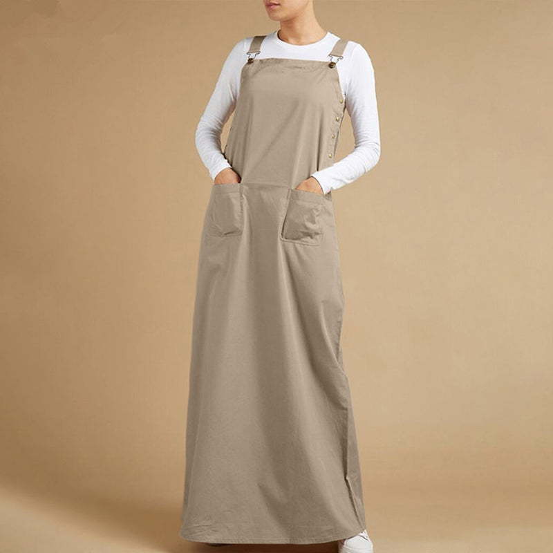 Casual Plain Sleeveless Suspender Dress