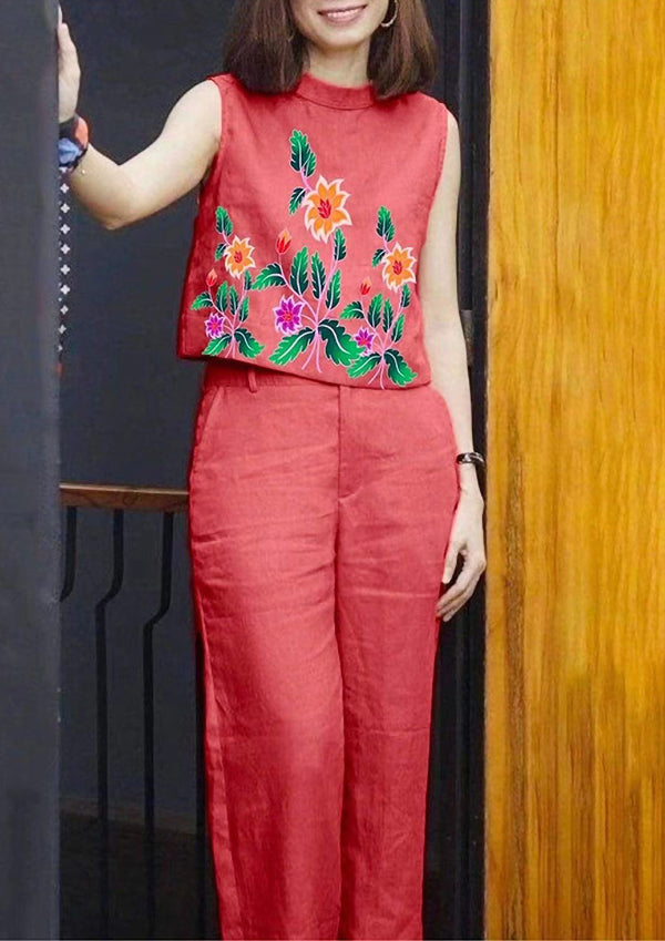 Casual Printed Crew Neck Suit