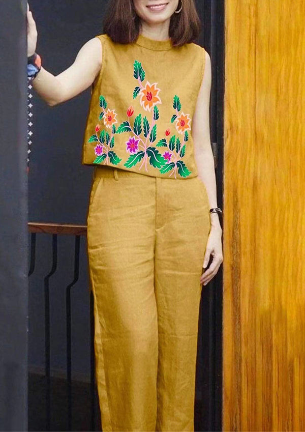 Casual Printed Crew Neck Suit