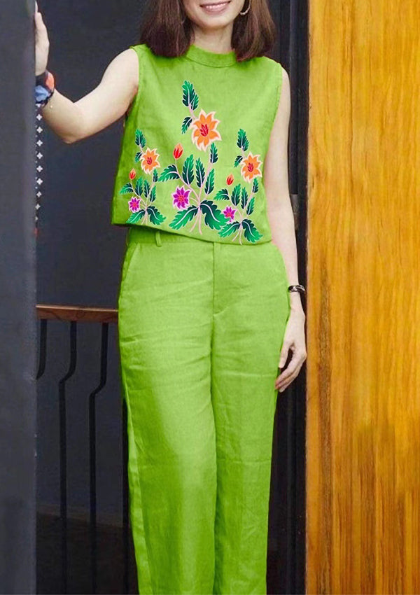 Casual Printed Crew Neck Suit
