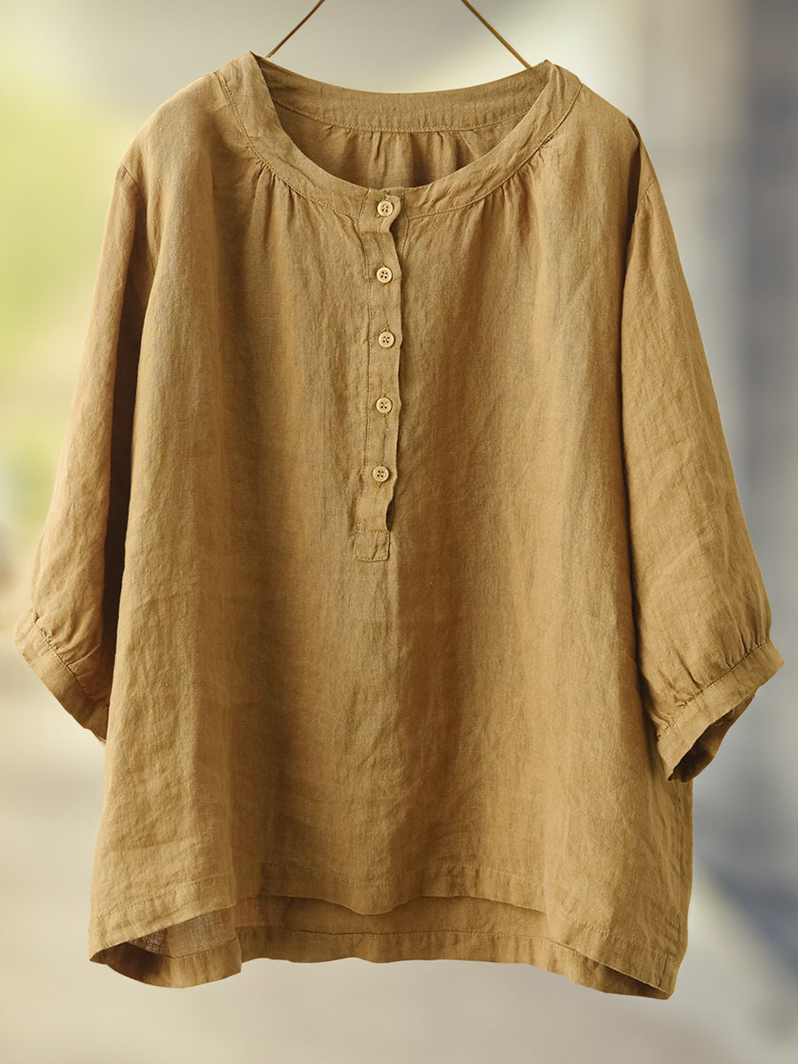 Relaxed Button Front Top