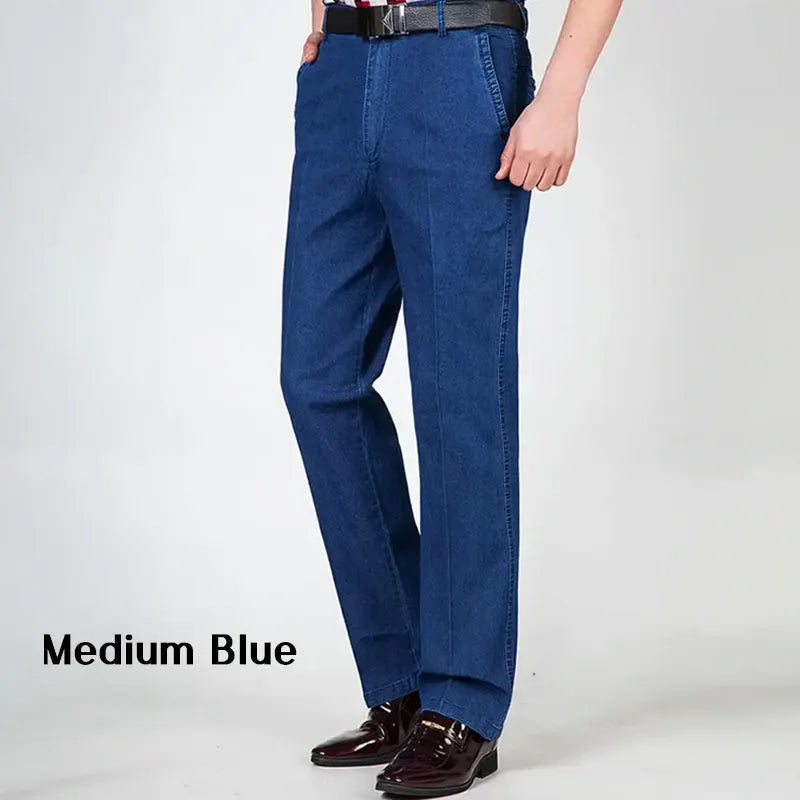 Men's High Waist Straight Fit Stretch Jeans