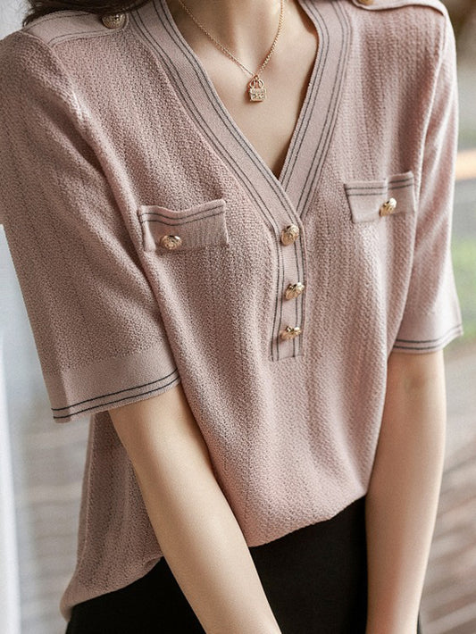 New Button Knit T-Shirt