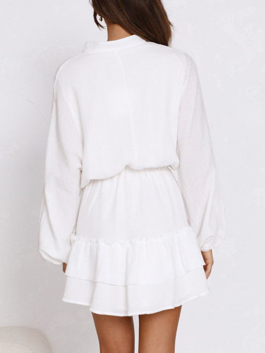 Fashion Button Long Sleeve Skirt