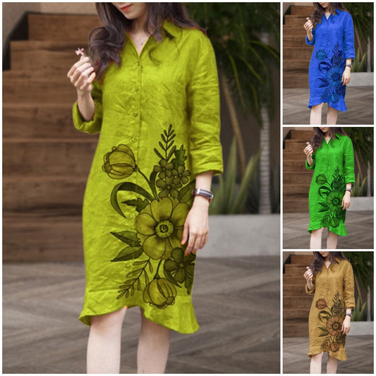 Chicest Season Floral Print Button Up Dress