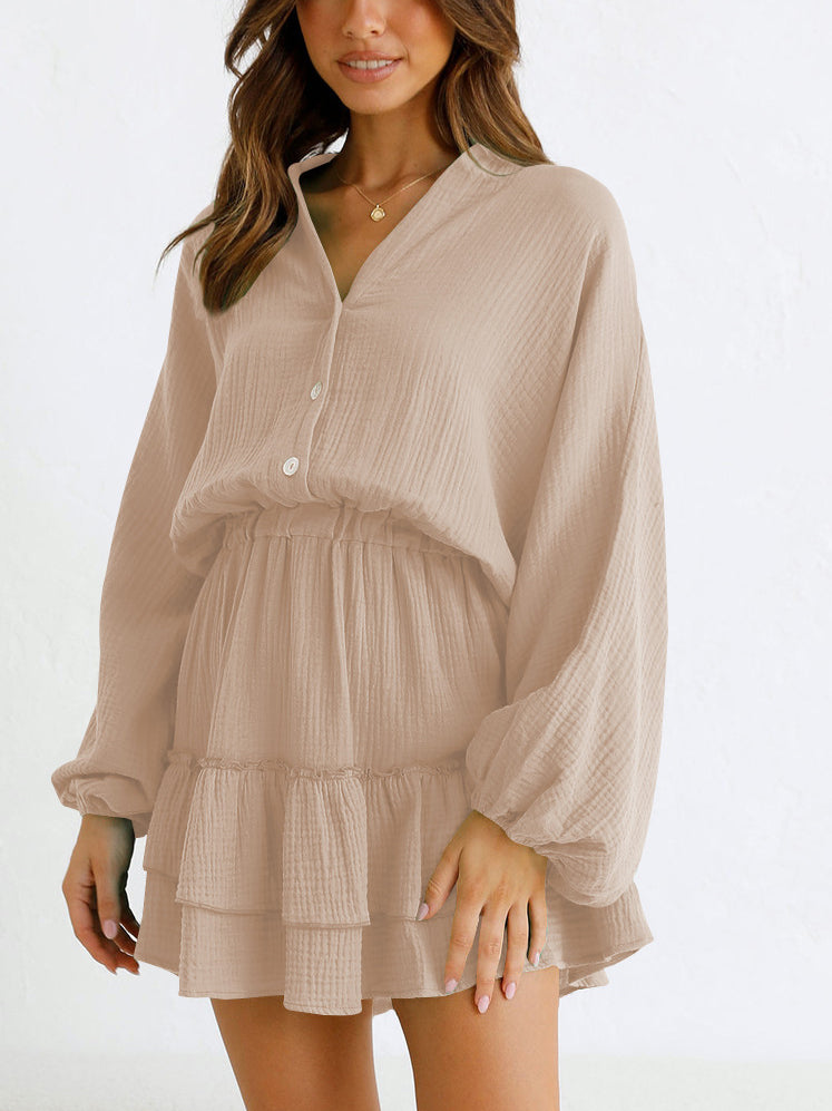 Fashion Button Long Sleeve Skirt