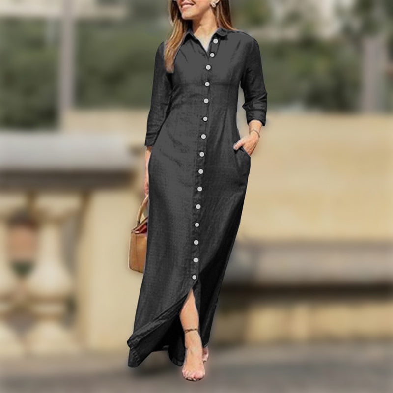 Elegant Fashion Lapel Cardigan Dress