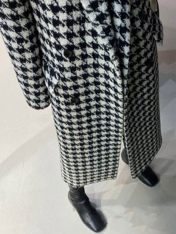 Exquisitely Gorgeous Houndstooth Print Flap Detail Split Back Coat