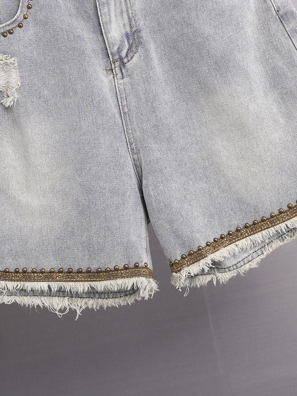 Iconic Impulse Ripped Raw Hem Denim Shorts