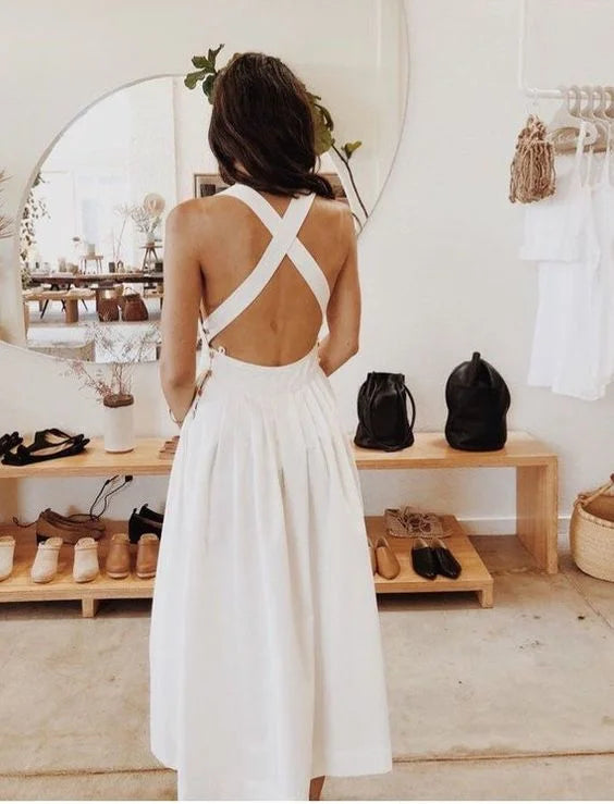 Summer Open Back Stylish Midi Dress