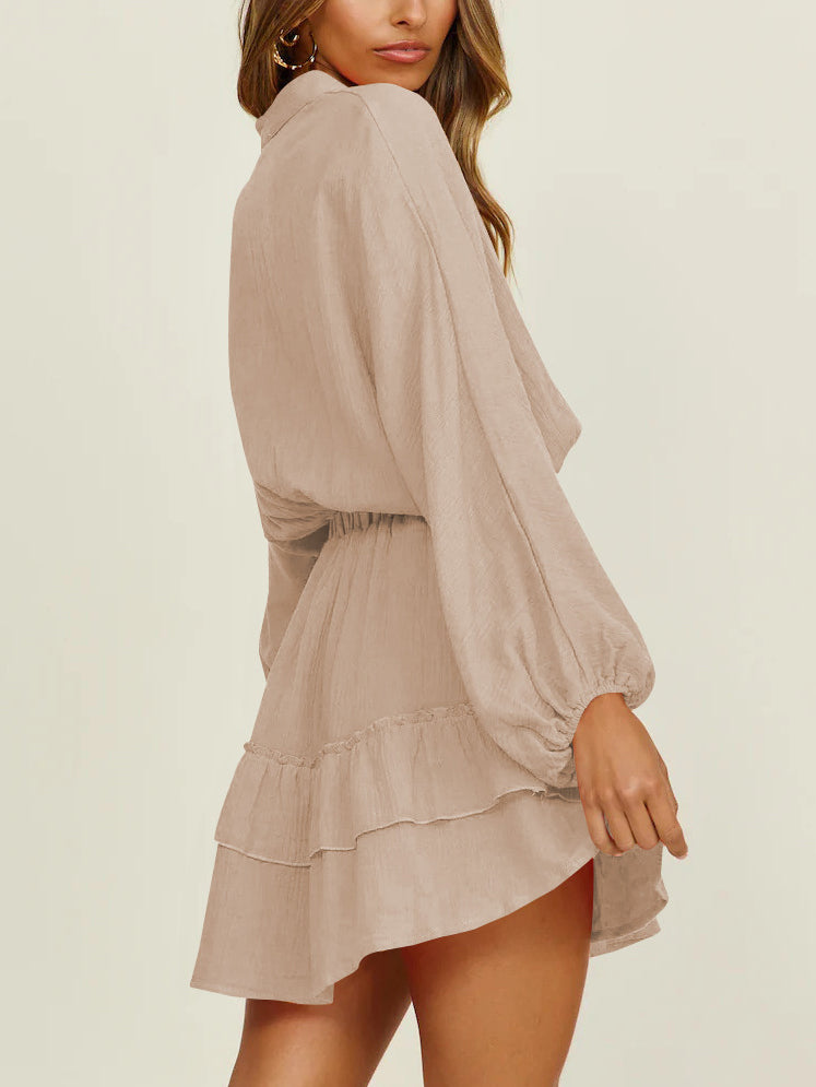 Fashion Button Long Sleeve Skirt