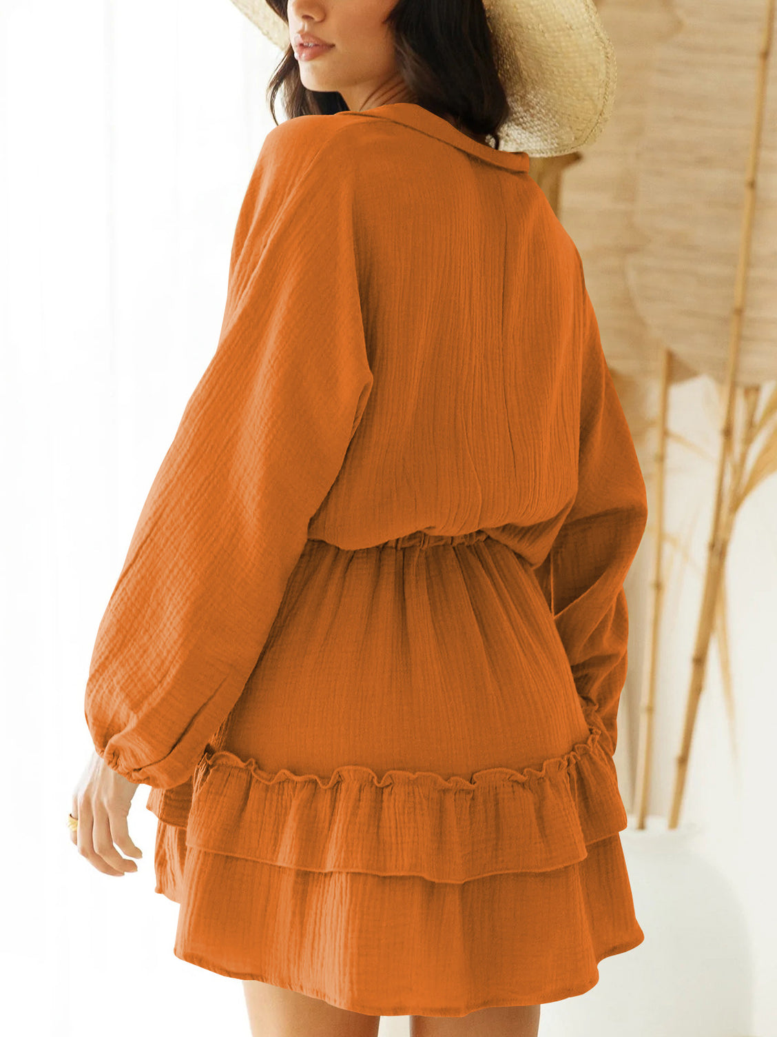 Fashion Button Long Sleeve Skirt