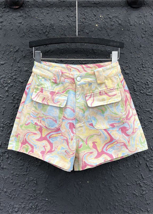 Taking a Shine Marble Print Flap Pocket Shorts