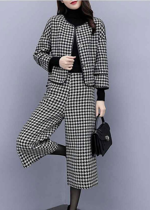 Festive Romance Houndstooth Print Two-Piece Set