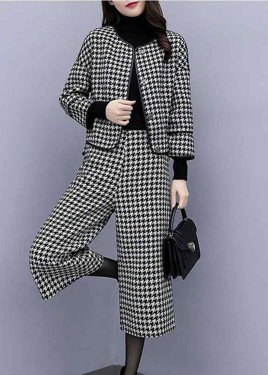 Festive Romance Houndstooth Print Two-Piece Set