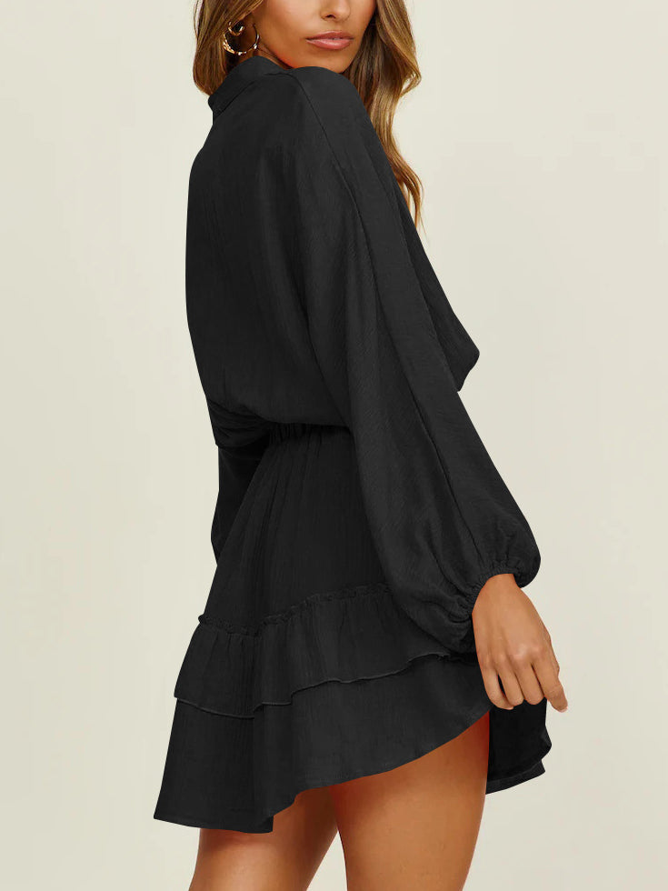 Fashion Button Long Sleeve Skirt