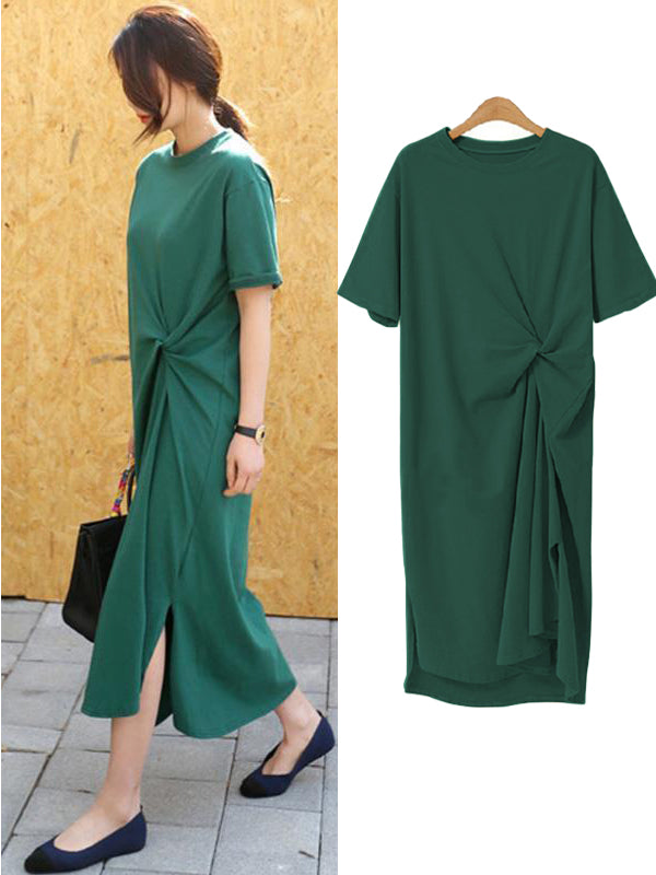 New Solid Color Loose Casual Dress