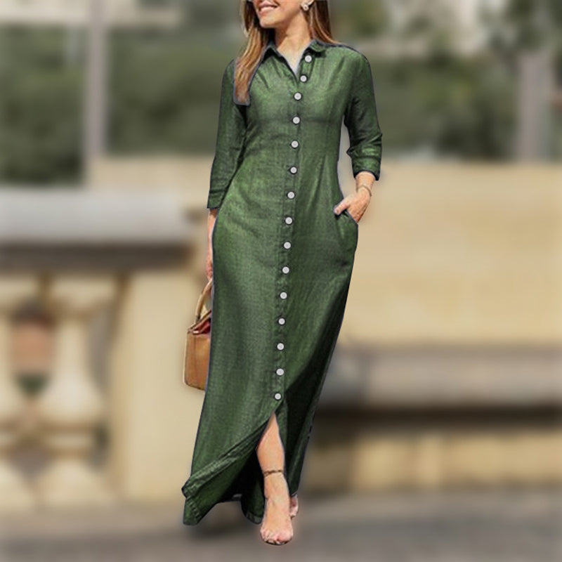 Elegant Fashion Lapel Cardigan Dress