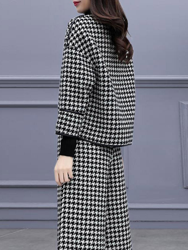 Festive Romance Houndstooth Print Two-Piece Set