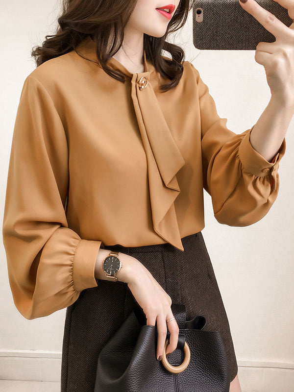 New Fashion Solid Color Loose Chiffon Shirt