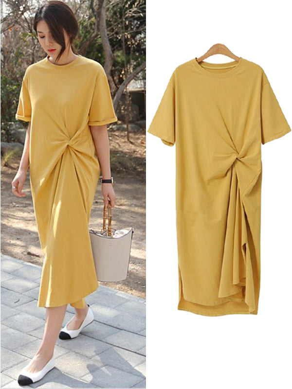 New Solid Color Loose Casual Dress