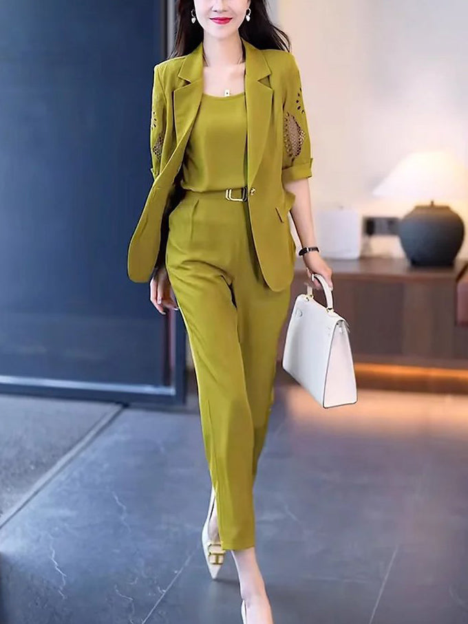 Fashionable and Casual Blazer 3-Piece Suit Set