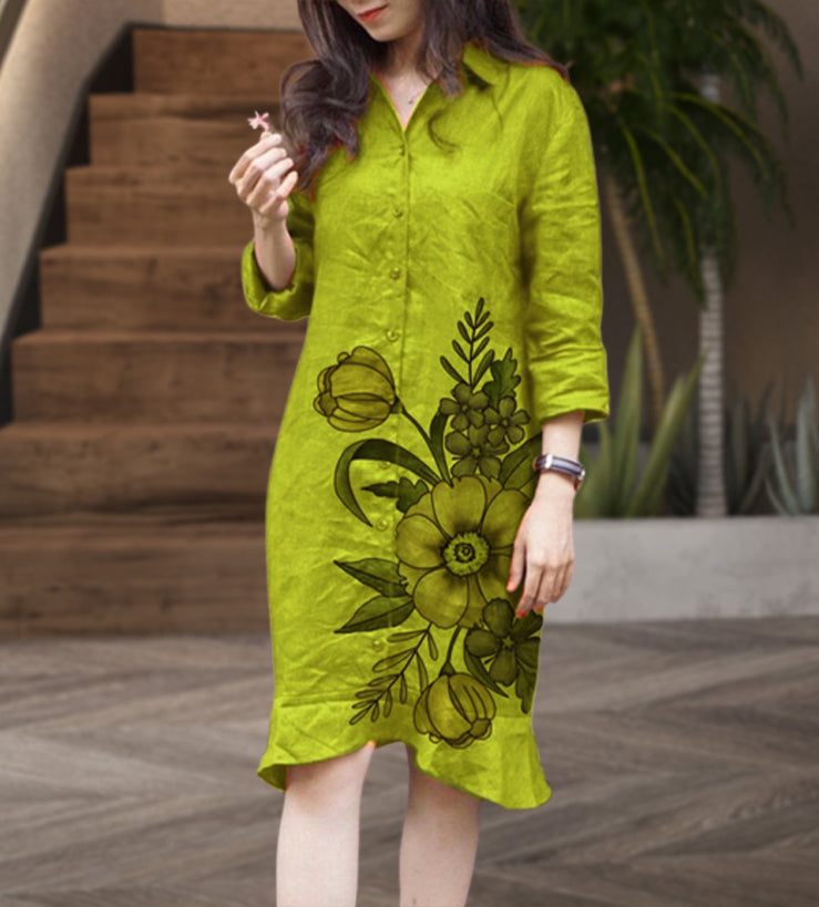 Chicest Season Floral Print Button Up Dress