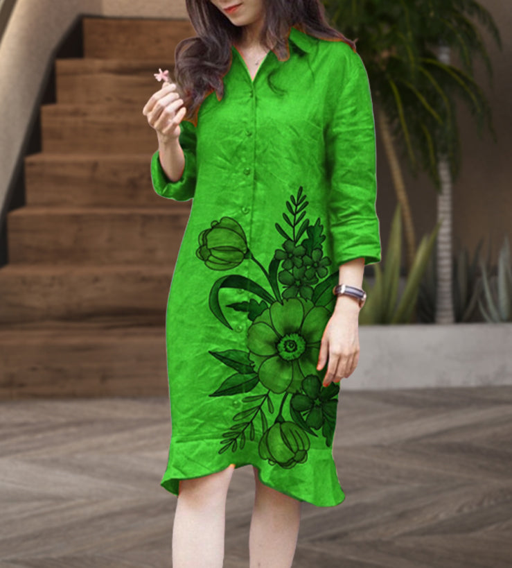 Chicest Season Floral Print Button Up Dress