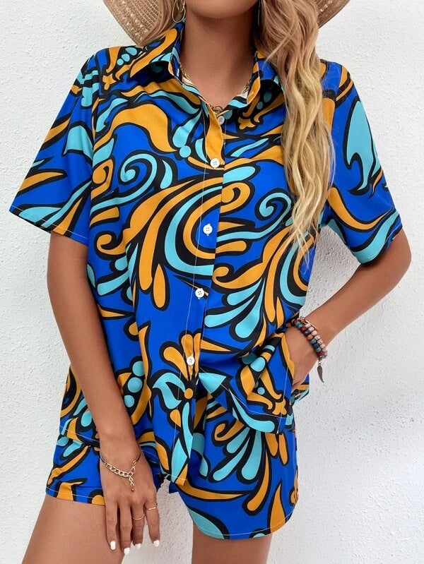 Casual Graphic Print Suit