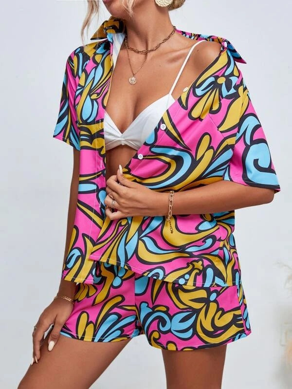 Casual Graphic Print Suit