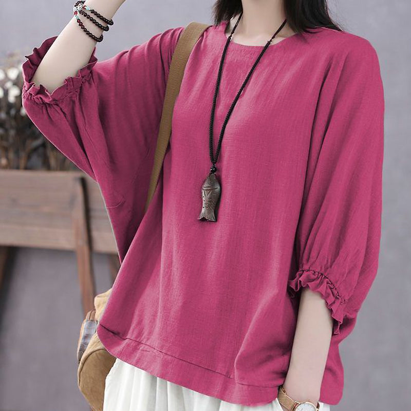 Round Neck Lace Half Sleeve Top