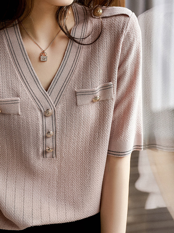 New Button Knit T-Shirt