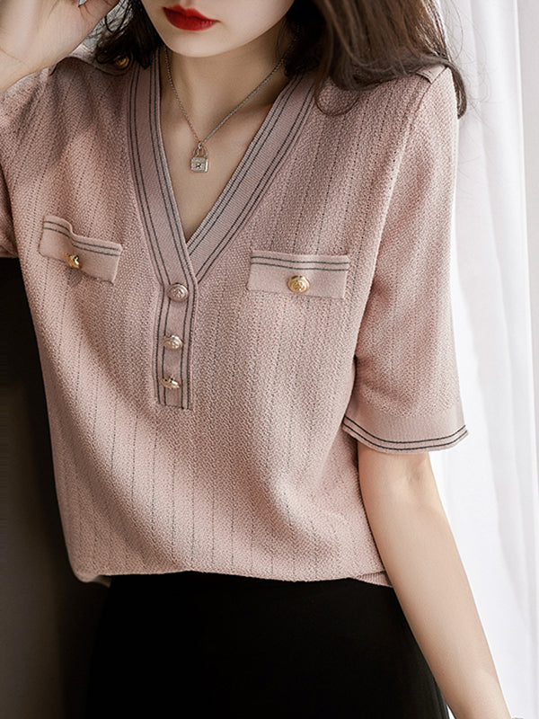 New Button Knit T-Shirt