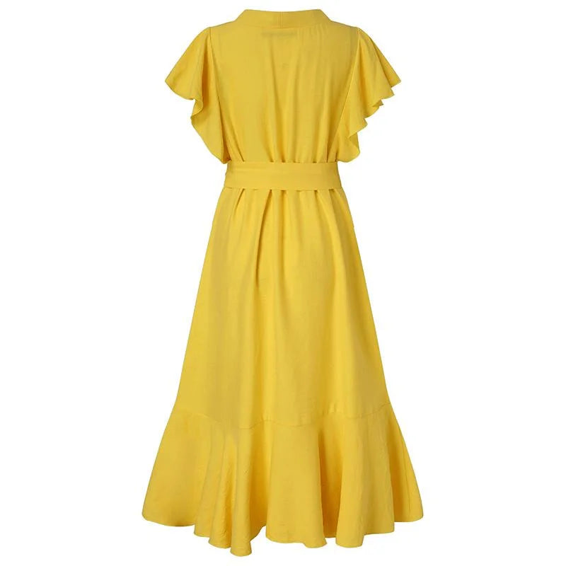 Vintage Ruffled Skirt Maxi Dress