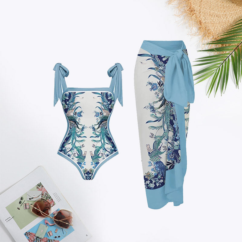 Especially Breathtaking Plants Print Tie Swimsuit