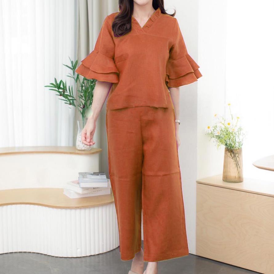 2023 New Temperament V-neck Solid Color Suit