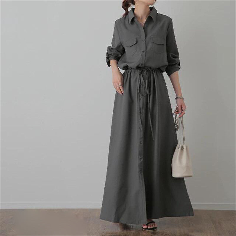 Lapel Long Sleeve Casual Dress