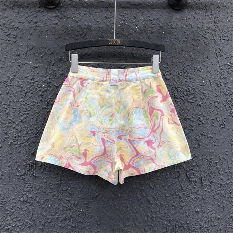 Taking a Shine Marble Print Flap Pocket Shorts