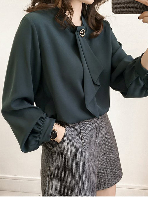 New Fashion Solid Color Loose Chiffon Shirt