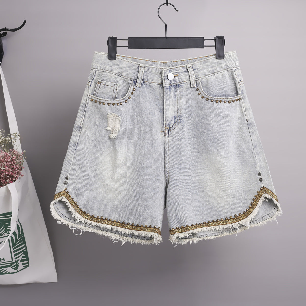 Iconic Impulse Ripped Raw Hem Denim Shorts
